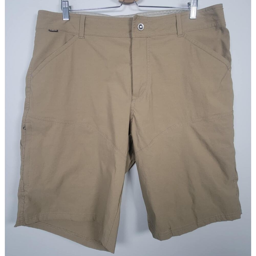 Kuhl Mens 38 Khaki Hiking Outdoor Shorts Nylon Stretch Zip Pockets